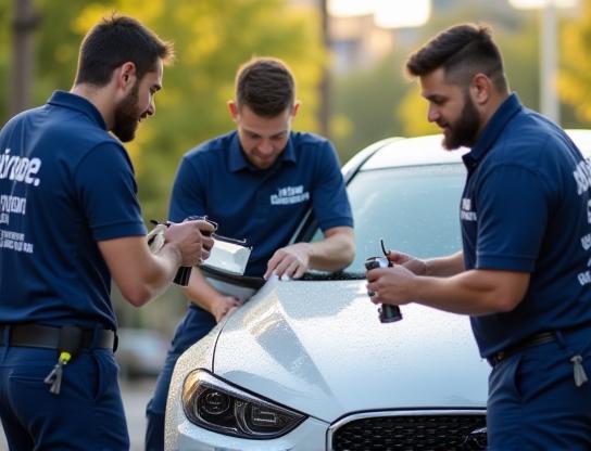 SparkleDrive team in action detailing a client’s car in Birmingham
