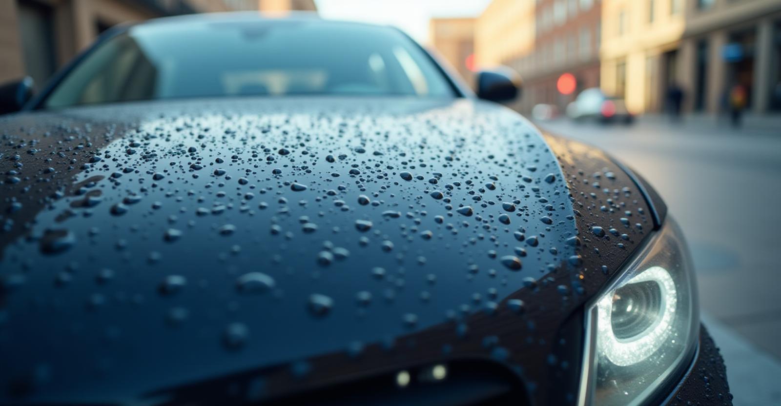 Pristine car being detailed with water droplets in Birmingham